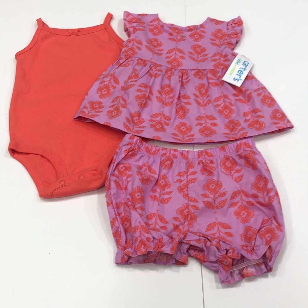 🌸 Carter’s Child of Mine 3-Piece Floral Set – NWT – 6–9 Months